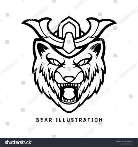 Outline Vector Bear Head Mascot Logo Stock Vector (Royalty Free ...