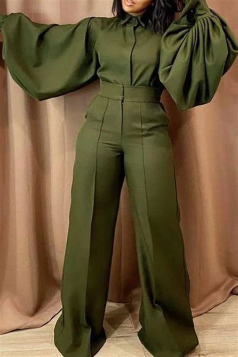 Solid Color Puff Sleeve Cute Jumpsuit Jumpsuits For Women Long