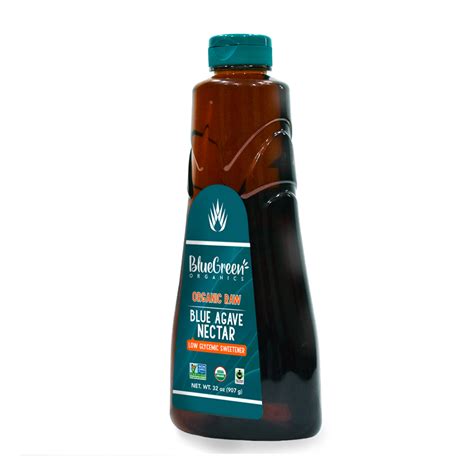 Organic Raw Blue Agave Nectar 6 Pack 32 Oz Each Bottle Blue Green