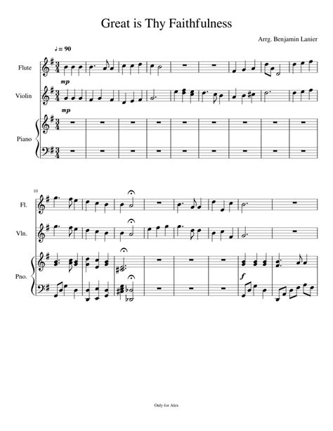 Great Is Thy Faithfulness Sheet Music For Flute Violin Piano