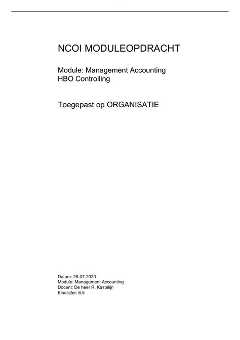 Ncoi Module Management Accounting Voorbeeld Geslaagd Ncoi Module