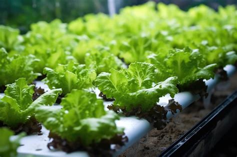 Premium Ai Image Closeup Of Hydroponic Lettuce Growing In Nutrient