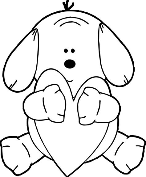 Puppy Hugging Heart Dog Puppy Coloring Page - Wecoloringpage.com