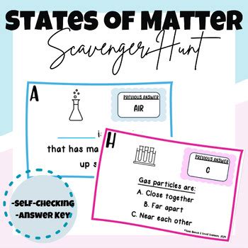 States Of Matter Scavenger Hunt Relay Race Game Task Cards Tpt