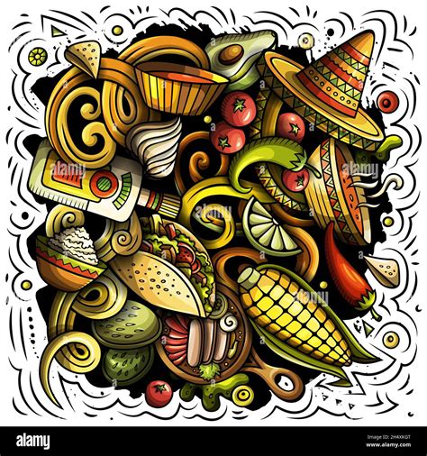 Comida mexicana ilustración de fideos vectoriales dibujados a mano