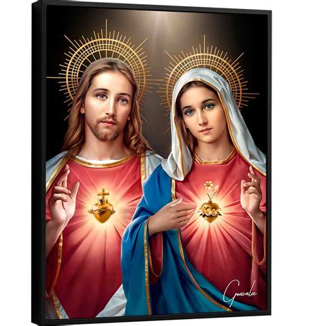 Quadro Sagrado Cora O De Jesus E O Imaculado Cora O De Maria