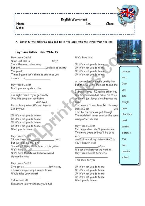 Second Conditional With Hey There Delilah By Plain White Ts Esl