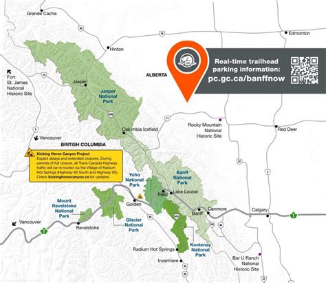 Banff National Park Area Road Map - Ontheworldmap.com