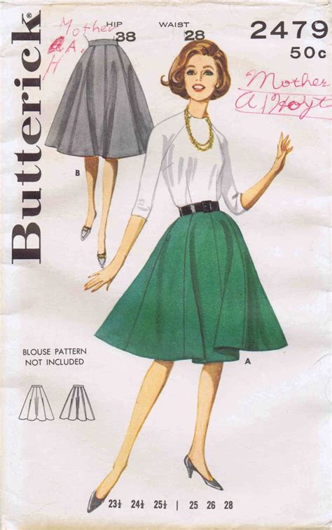 S Misses Eight Gore Full Skirt Butterick Vintage Etsy