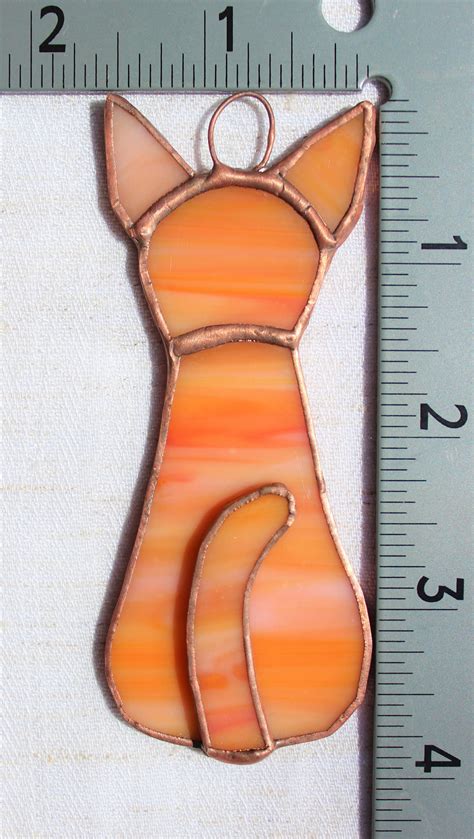 Small Stained Glass Cat Orange Tabby Etsy