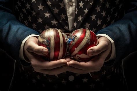 Premium Photo Patriotic Harmony Mans Hand Holding USA Flags