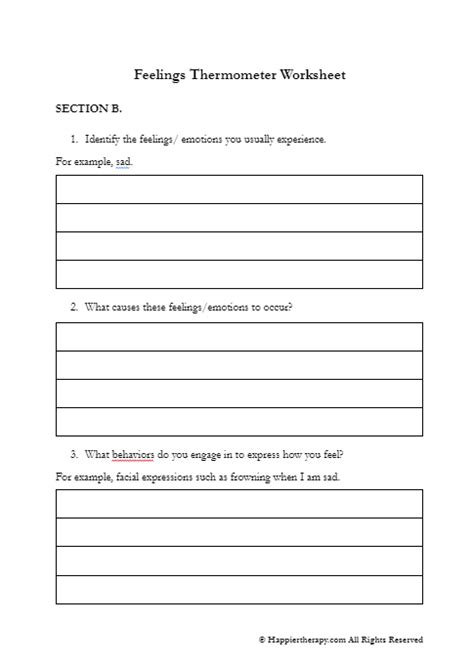 Feelings Thermometer Worksheet Happiertherapy Worksheets Library