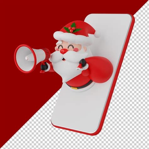 Premium PSD Santa Claus With Smartphone Isolated 3d Render