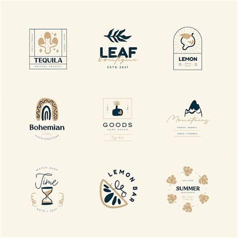 Premium Vector Boho Logo Design Templates Collections Doodle Bohemian Icons And Symbols Set