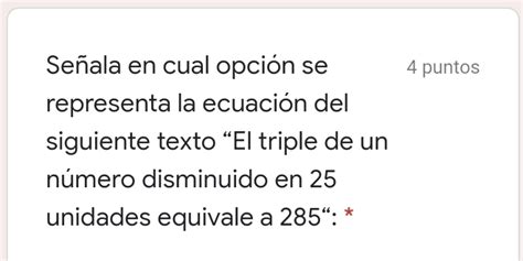 Solved Señala en cual opción se 4 puntos representa la ecuación dell