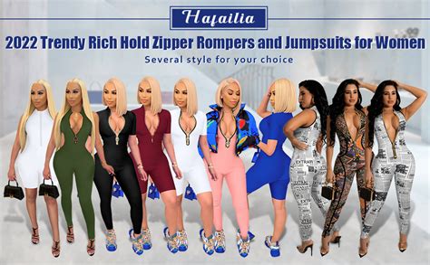 Hafailia Jumpsuits For Women Sexy Bodycon Long Sleeve V Neck Rich Hold Zipper One