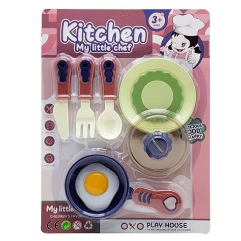 Kit Cozinha Infantil Frigideira Tampa Talheres e Ovo 7 Peças