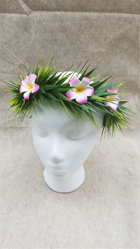 Hand Painted Premium Hawaiian Plumeria Flower Crown Lei Etsy