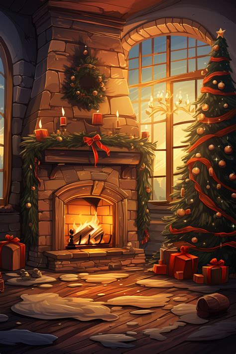 Christmas Wallpaper with Fireplace