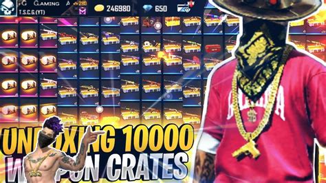 1000 RARE GUN CRATES OPENING FREE FIRE I GOT RARE ITEMS OPENING