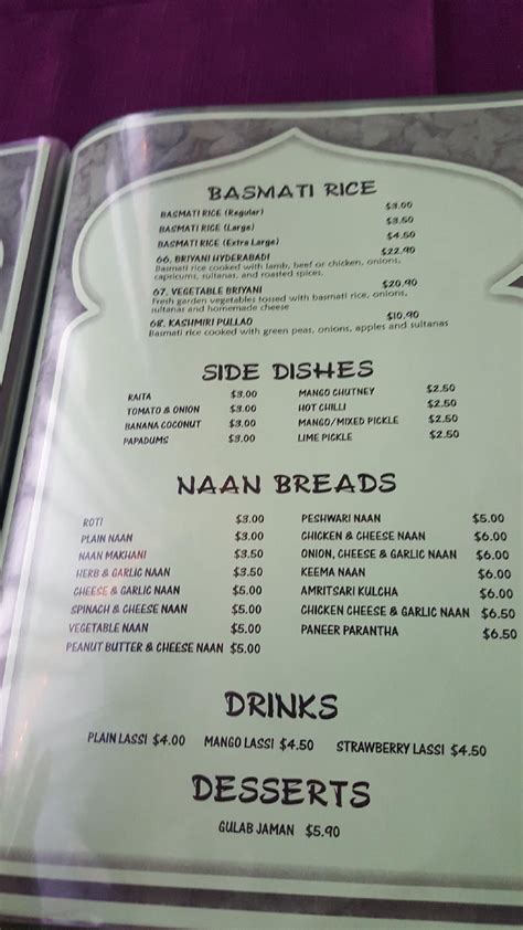 Menu at Indian Curry Bazaar & Take Away restaurant, Avoca