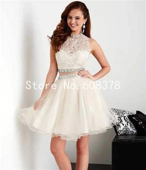 Cute 8th Grade Graduation Dresses 2015 Summer High Neck Two Piece