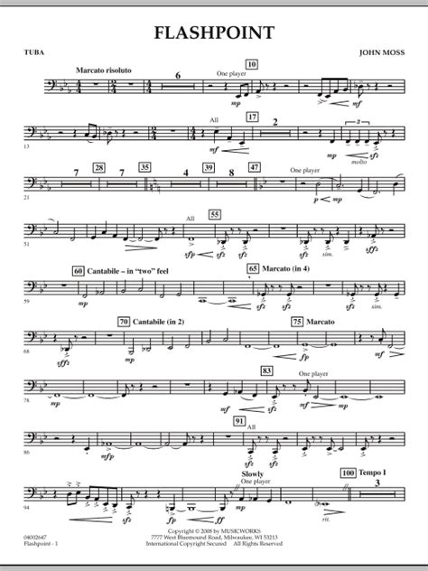 Flashpoint Tuba By John Moss Sheet Music For Concert Band At Sheet