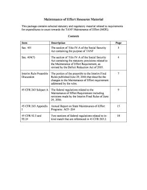 Fillable Online Dcf State Fl Maintenance Of Effort Resource Material