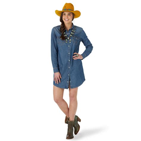 Wrangler® Retro® Denim Western Snap Women S Dress Dry Creek Western Wear