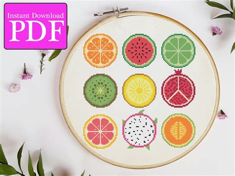 Summer Fruit Slices Cross Stitch Pattern Etsy