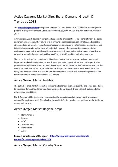 Ppt Active Oxygens Market Size Share Demand Growth Trends By