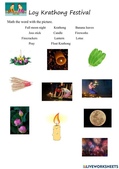 Loy Krathong Festival Interactive Worksheet Language Vocabulary