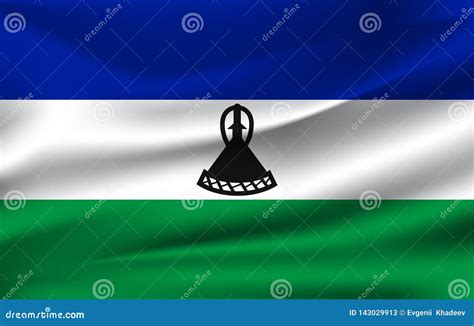 Flag Of Lesotho Realistic Waving Flag Of Kingdom Of Lesotho Stock