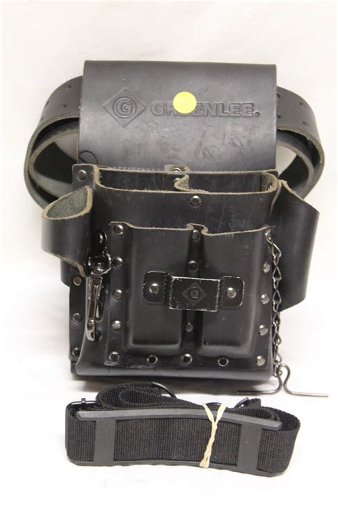 Greenlee Black Leather 0258 11 8 Pocket Tool Pouch W Belt 9858 11 2