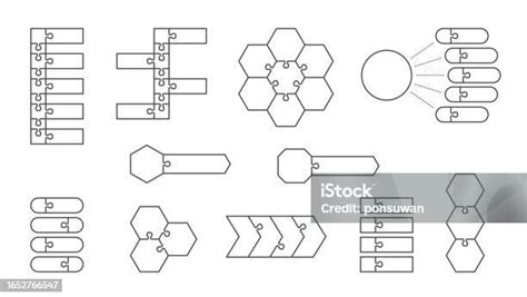 Infographic Flat Line Design Template Business Jigsaw Concept Vector