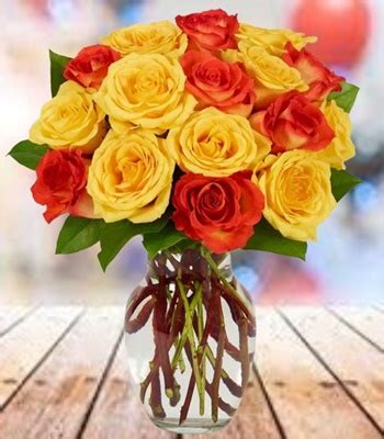 Yellow and Orange Rose Bouquet