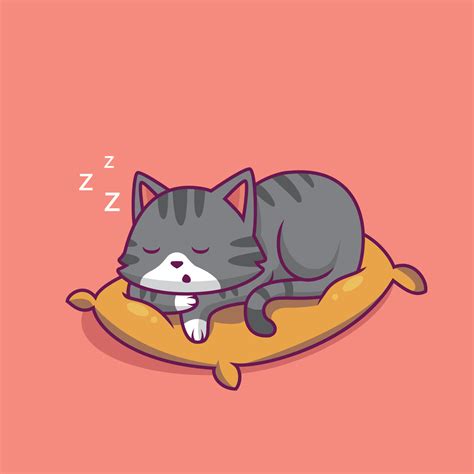 Cute cat sleeping on the pillow cartoon illustration 9472263 Vector Art at Vecteezy