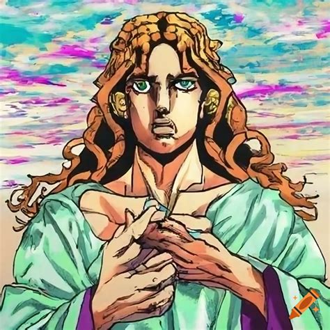 Hirohiko Arakis Rendition Of Jesus In The Style Of Jojos Bizarre Adventure On Craiyon