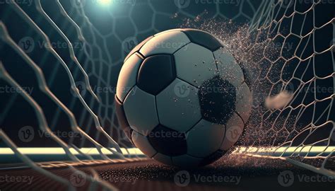 Soccer Ball In Goal Digital Art Illustration Stock Photo At