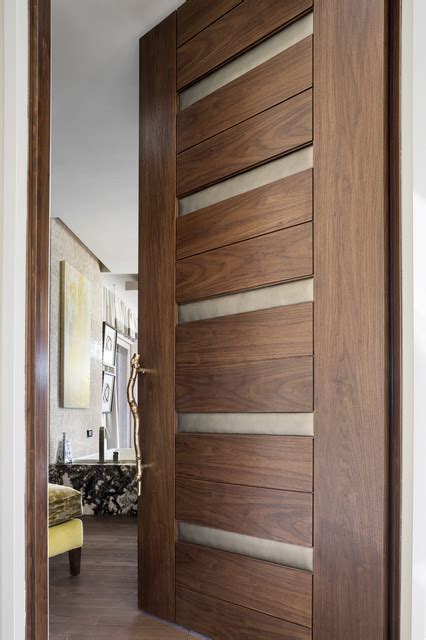 Las Vegas Modern Home - Interior Solid Wood Walnut Door with Leather ...