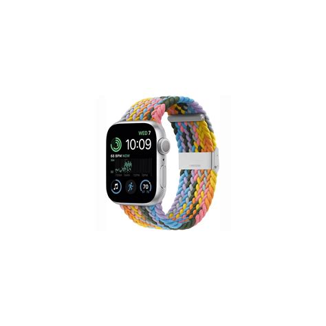 Flätat Elastiskt Armband Apple Watch SE 2022 44mm Light rainbow