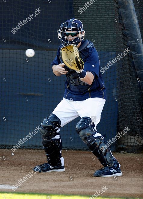 Milwaukee Brewers Catcher Jonathan Lucroy Catches Editorial Stock Photo