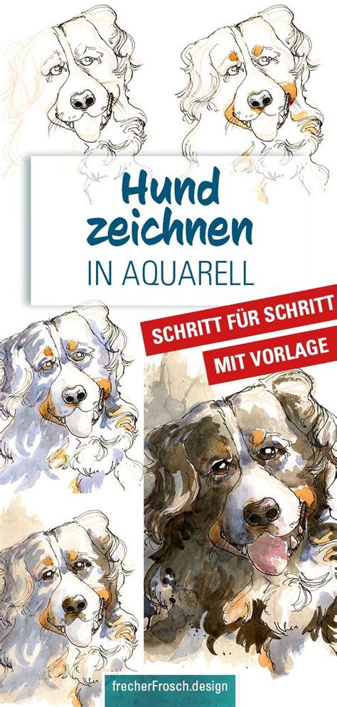 Hunde malen mit Aquarellfarben Mit Vorlage Hund malen Hunde gemälde