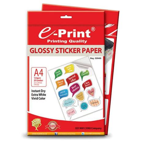 Jual Kertas Sticker Glossy I Kertas Photo Stiker Glossy A4 - 135 gsm ...