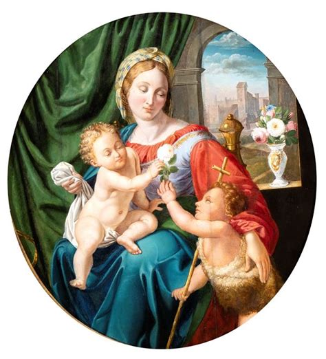 Raffaello Sanzio Madonna Col Bambino E San Giovannino Xvi Xvii Secolo Olio Su Tavola