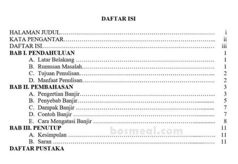 Contoh Daftar Isi Makalah Proposal Skripsi And Laporan Yang Benar