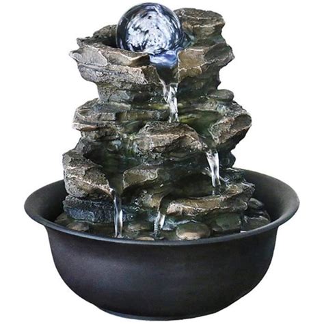 Fontaine De Bureau Fontaine Avec Led Tabletop Lumières Résine Rock