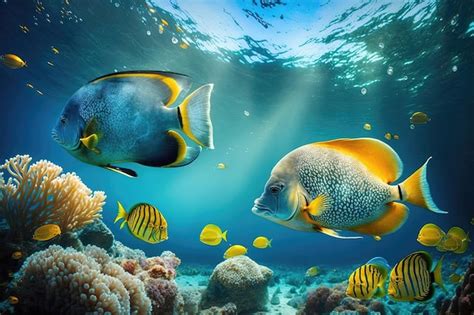 Premium Ai Image A Solitary Fish Swims In A Clear Blue Sea With