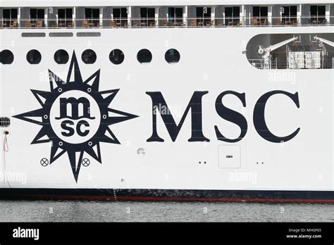 Der Msc Kreuzfahrten Logo Auf Dem Schiff Msc Orchestra Stockfotografie