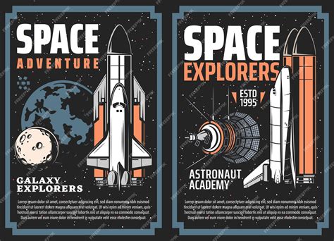 Carteles Retro De Aventura De Exploración Espacial Transbordador